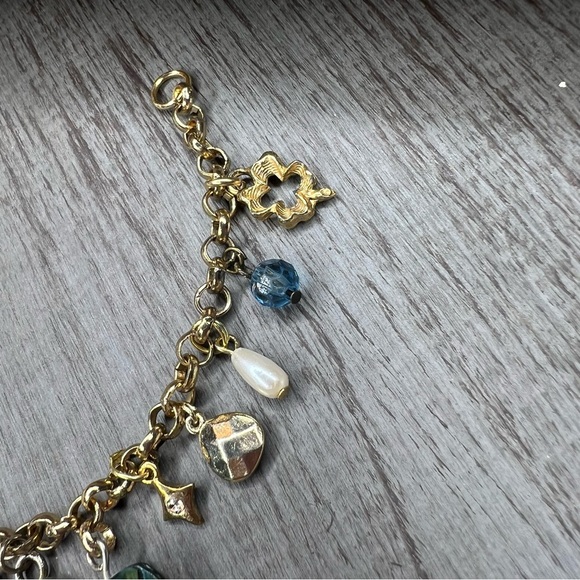 Handmade Gold Tone Charm Bracelet with Multicolor Accent Charms - Picture 5 of 9